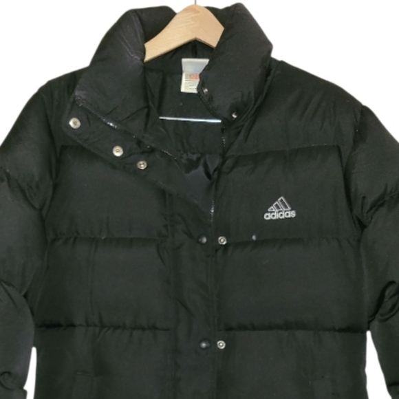 Adidas Womens Feather Down Filled Puffer Jacket Black Longline Mid Shin 90s Y2K - Picture 5 of 17